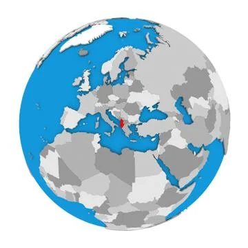 Albania on globe Stock Illustration