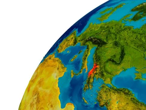 Albania on globe Stock Illustration