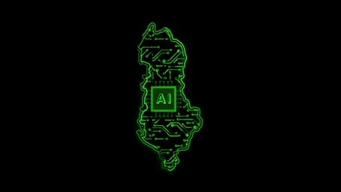 Albania Map AI Chipset Technology Opener Stock Footage 337054674