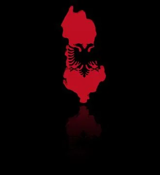 Albania map flag with reflection illustration Stock Illustration
