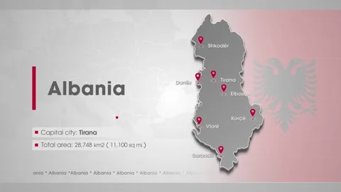 Albania map whit most important Cities Stock Footage 253864162