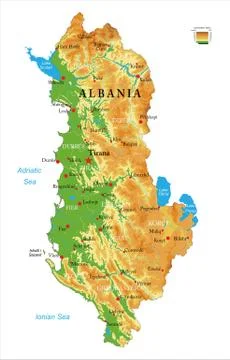 Albania physical map Stock Illustration