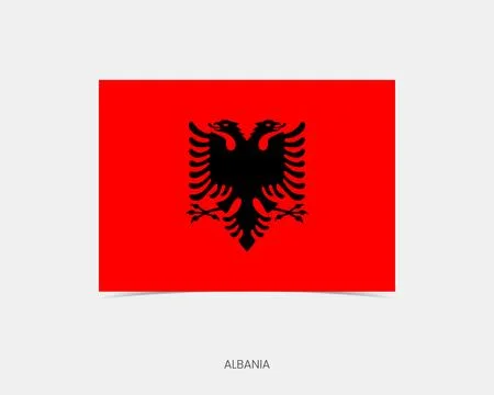 Albania Rectangle flag icon with shadow. 스톡 일러스트