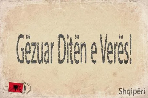 Albania Summer Day Dita e Veres Spring Culture Festival Grunge Paper Texture Stock Illustration