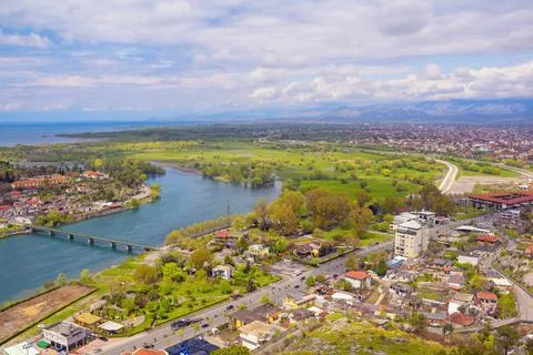Albania. View of  Buna river, Shkoder city and Shkodra Lake Stock Photos