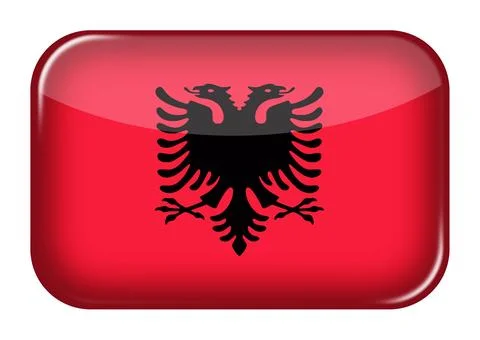 Albania web icon rectangle button with clipping path 3d illustration イラスト素材