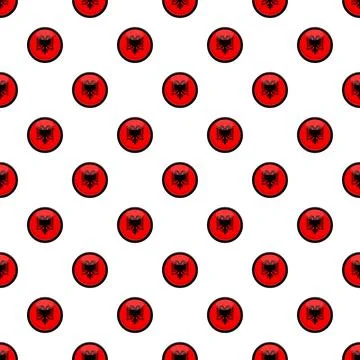 Albanian flag eagle emblem repeating pattern background Illustrazione stock