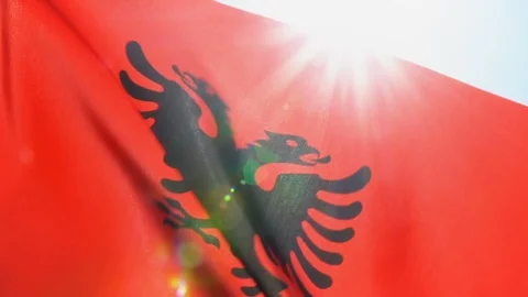 Albanian Flag Flapping Stock Footage 118575826