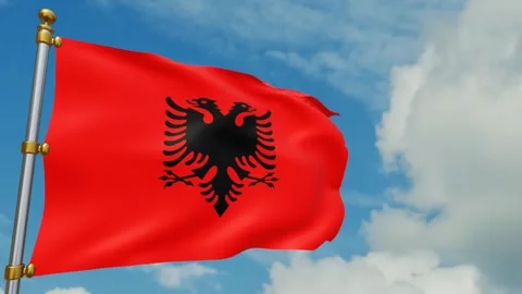 Albanian flag fluttering in the wind Stock Footage 255675896