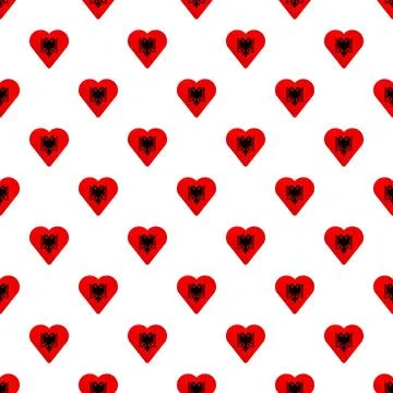 Albanian flag heart pattern creating patriotic background Stock Illustration