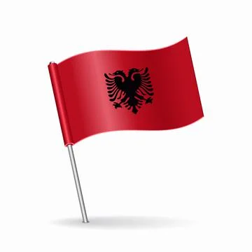 Albanian flag map pointer layout. Vector illustration. Stock Illustration