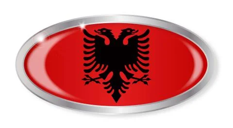 Albanian Flag Oval Button Stock Illustration