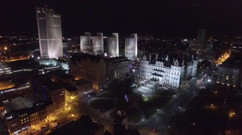 Albany Ny Capital at Night Stock Footage