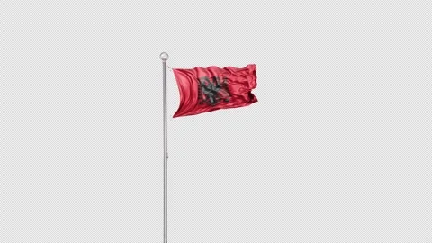 Albenia   Flag Pole  Animation Include Alpha 3D Rendering Stock-Footage 283125759