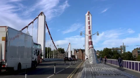 The Albert Bridge in Battersea Stock Footage 163605322