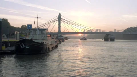 Albert Bridge Dolly 스톡 동영상 163826309