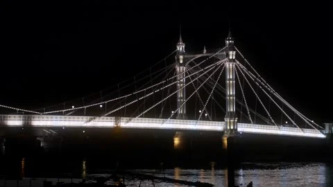 Albert Bridge at Night Stock Footage 165464977
