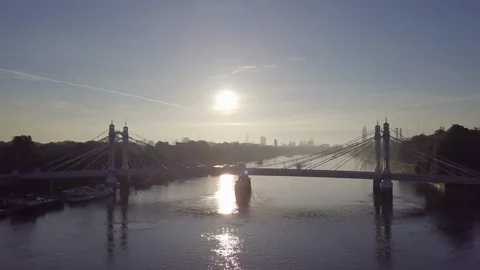 Albert Bridge - Sunrise Stock Footage