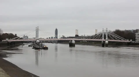 Albert Bridge wide shot Video stock 22508275
