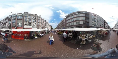 Albert Cuyp Markt (Street Market) Amsterdam 360VR Video Stock Footage