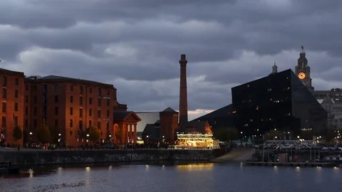 The Albert Dock complex on Liverpool Waterfront Stock Footage 70382843