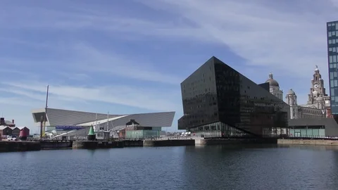 Albert Dock Liverpool blue sky Stock Footage 77265400