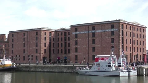 Albert Dock Liverpool docklands panning Stock Footage 74460860