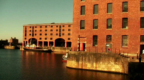 Albert Dock Liverpool, opened in 1846 Stock Footage 653761
