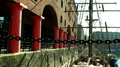 Albert Dock Liverpool, opened in 1846 Stock Footage 653778