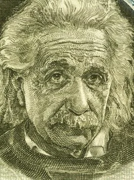 Albert Einstein on 5 Pounds 1968 Banknote from Israel Stock Photos