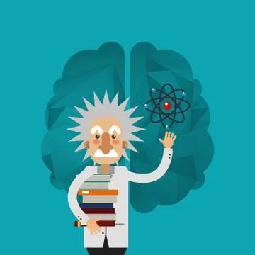 Albert einstein and brain icon image Stock Illustration