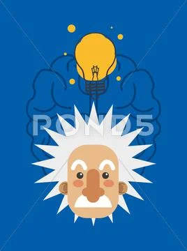 Albert einstein and brain icon image Ilustração Stock