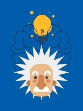 Albert einstein and brain icon image Stock Illustration