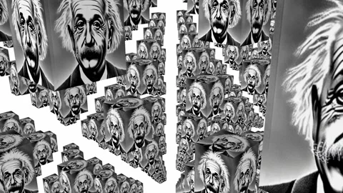 Albert Einstein Background. 3d Animation 스톡 동영상 230146395