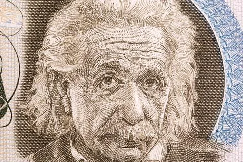 Albert Einstein a closeup portrait from Israeli money Stock Illustration