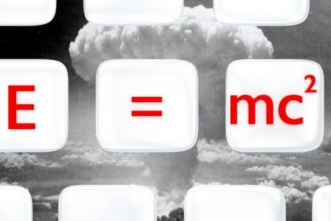 Albert Einstein Equation and Atomic Bomb Cloud Stock Illustration