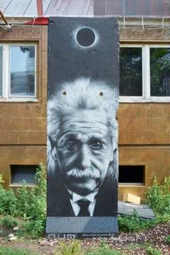 Albert Einstein Grafitti on the wall Stock Photos