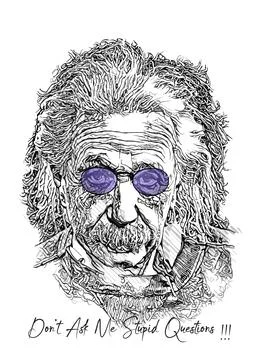 Albert einstein illustration with sunglasses Stock Illustration