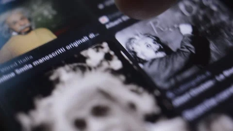Albert einstein images on the smartphone. Stock Footage 220843542