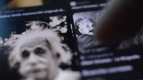 Albert einstein images on the smartphone. Stock Footage 220843574