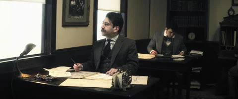 Albert Einstein looking out window - Reenactment Stock Footage 202905532