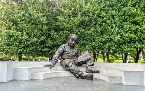 The Albert Einstein Memorial, a bronze statue at the National Academy of Stock Photos