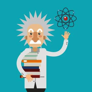 Albert einstein with science related icons image Stock Illustration