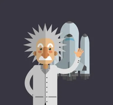 Albert einstein with science related icons image Stock Illustration