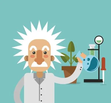 Albert einstein with science related icons image Stock Illustration