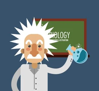 Albert einstein with science related icons image Stock Illustration