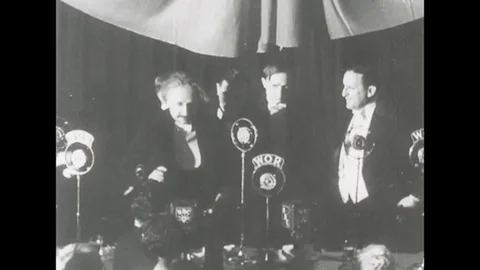 Albert Einstein speaks for the first time in public Stock Footage 101352860