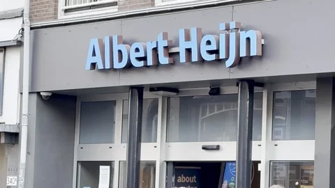 Albert Heijn storefront in Den Haag Stock Footage 314597012