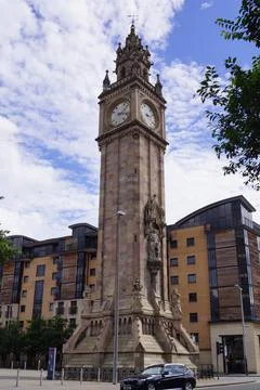 Albert Memorial Clock in Queen's Square in Belfast, Northern Ireland (UK) Stock Photos