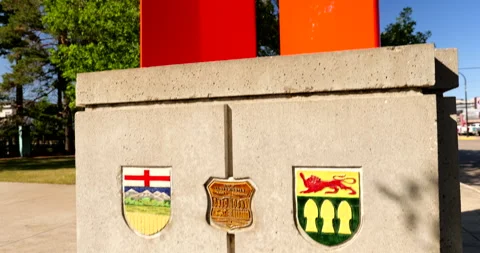 Alberta and Saskatchewan dividing line on the provincial border Stock Footage 287486976